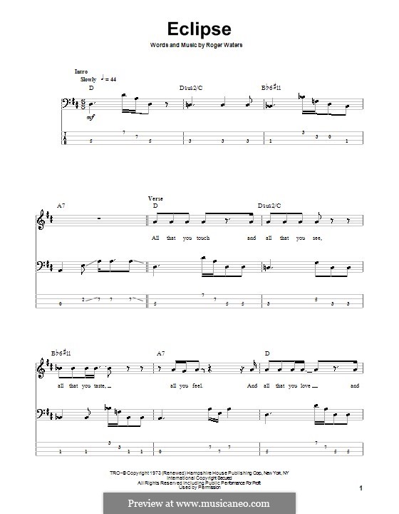 Eclipse (Pink Floyd): para baixo com guia by Roger Waters