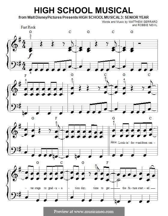 High School Musical (from High School Musical 3): para piano (versão facil) by Matthew Gerrard, Robbie Nevil
