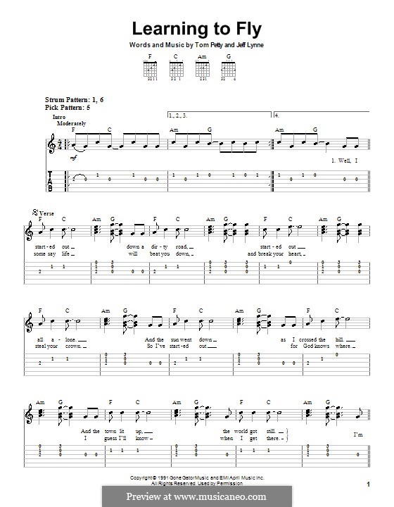 Learning to Fly (Tom Petty And The Heartbreakers): Para guitarra (versão facil) by Jeff Lynne
