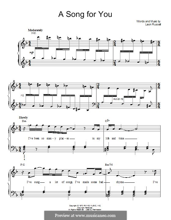 A Song for You: facil para piano (Carpenters) by Leon Russell