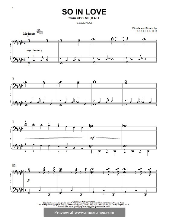 So in Love: para piano de quadro mãos by Cole Porter