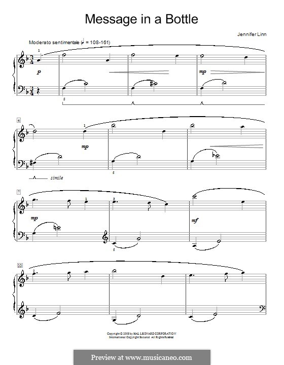 Message in a Bottle: Para Piano by Jennifer Linn
