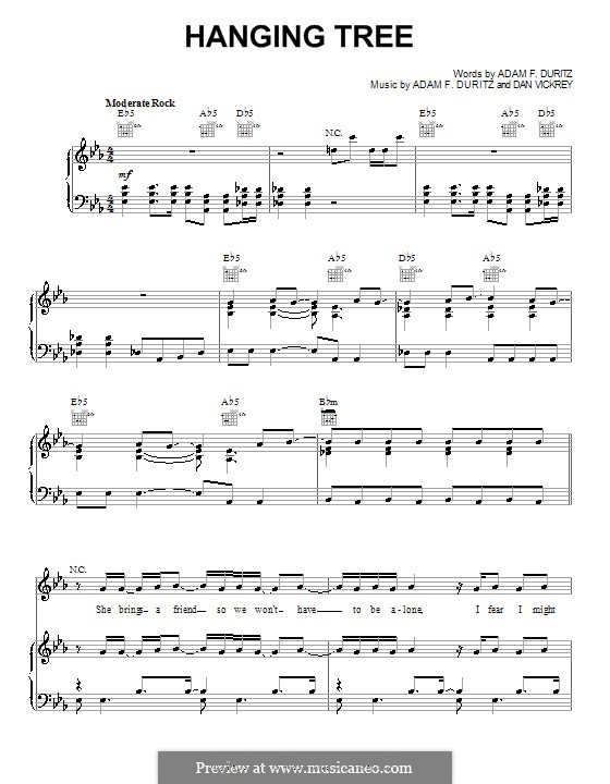 Hanging Tree (Counting Crows): Para vocais e piano (ou Guitarra) by Adam F. Duritz, Daniel J. Vickrey