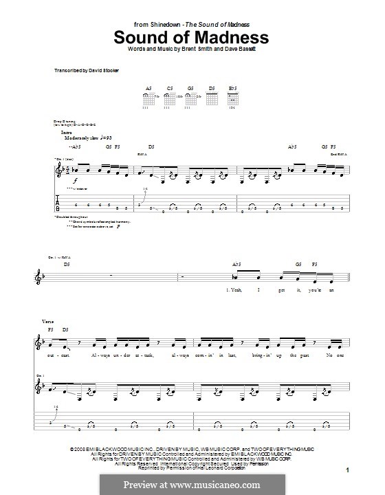 Sound of Madness (Shinedown): Para guitarra com guia by Brent Smith, Dave Bassett