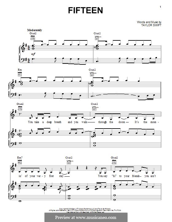 Fifteen: Para vocais e piano (ou Guitarra) by Taylor Swift