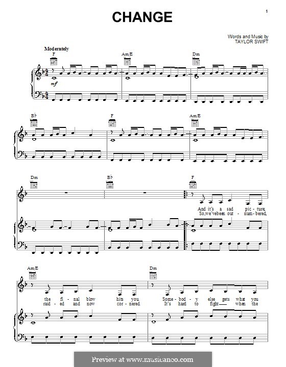 Change: Para vocais e piano (ou Guitarra) by Taylor Swift