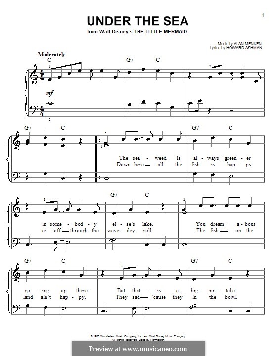 Under the Sea (from The Little Mermaid): Facil para o piano by Alan Menken