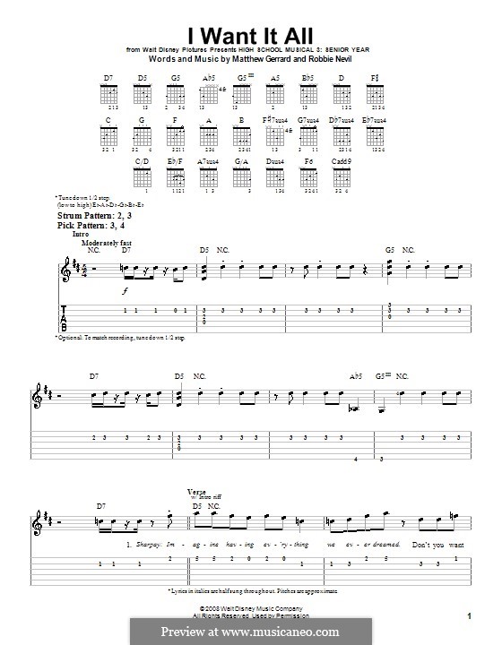 I Want It All (from High School Musical 3): Para guitarra (versão facil) by Matthew Gerrard, Robbie Nevil