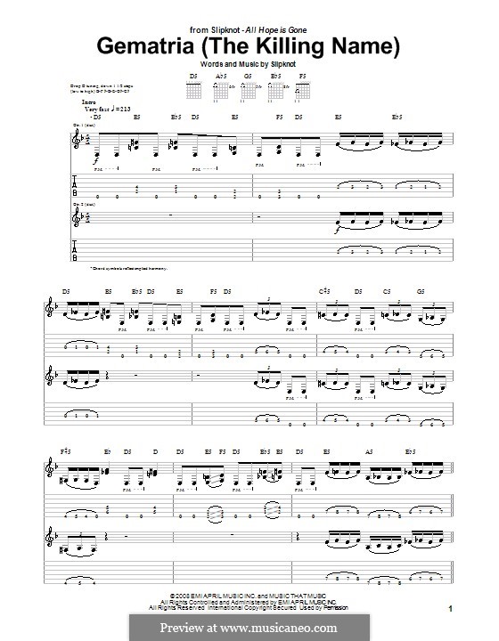 Gematria (The Killing Name): Para guitarra com guia by Slipknot