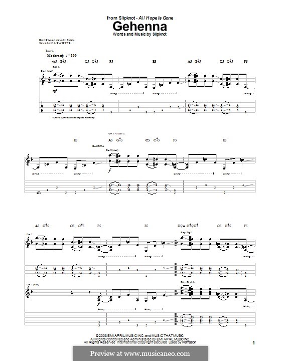 Gehenna: Para guitarra com guia by Slipknot