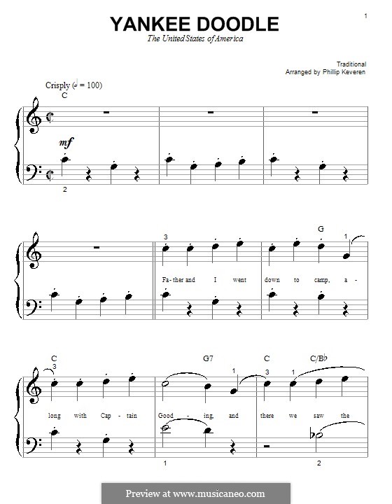 Yankee Doodle: para piano (versão facil) by folklore