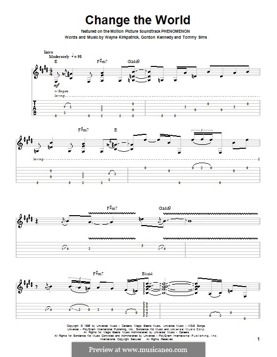 Change the World (Eric Clapton and Wynonna): Para guitarra com guia by Gordon Kennedy, Tommy Sims, Wayne Kirkpatrick