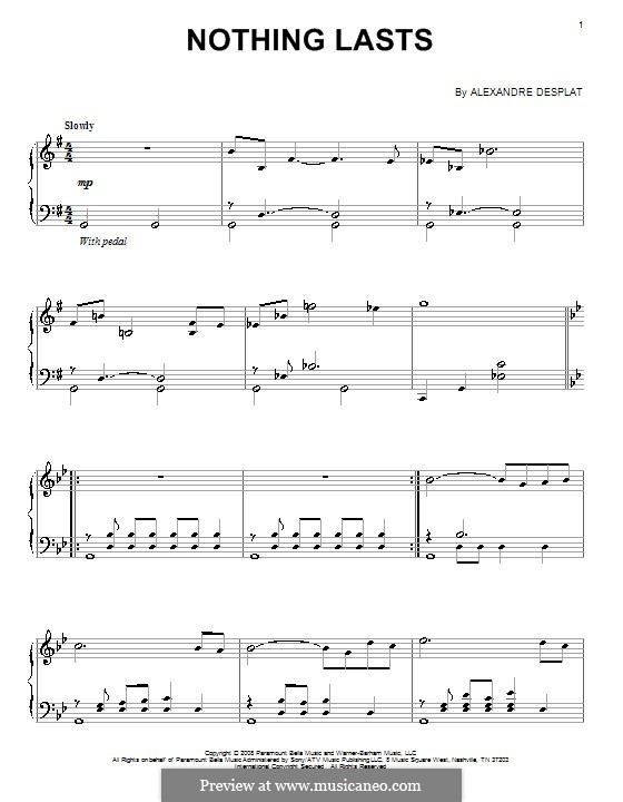 Nothing Lasts: Para Piano by Alexandre Desplat