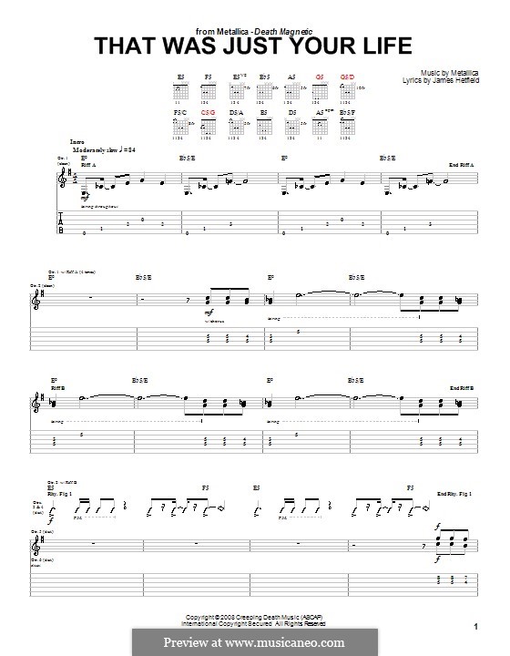 That Was Just Your Life (Metallica): Para guitarra com guia by James Hetfield