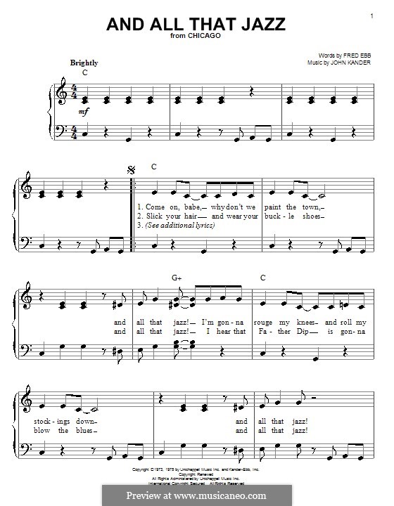 And All That Jazz: Facil para o piano by John Kander