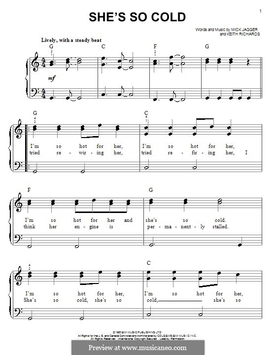 She's So Cold (The Rolling Stones): Facil para o piano by Keith Richards, Mick Jagger
