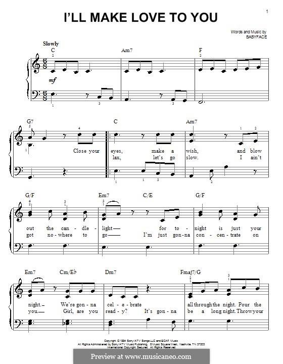 I'll Make Love to Yous (Boyz II Men): Facil para o piano by Kenneth 'Babyface' Edmonds