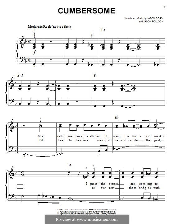 Cumbersome (Seven Mary Three): Facil para o piano by Jason Pollock, Jason Ross