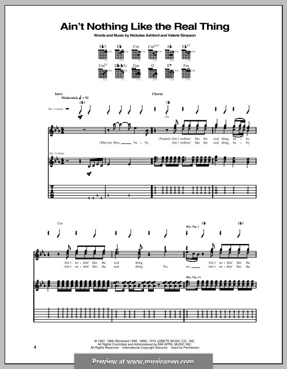 Ain't Nothing Like the Real Thing (Marvin Gaye & Tammi Terrell): Para guitarra com guia by Nicholas Ashford, Valerie Simpson