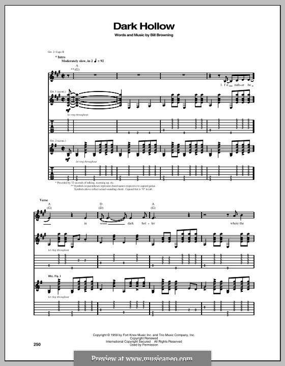 Dark Hollow (The Grateful Dead): Para guitarra com guia by Bill Browning