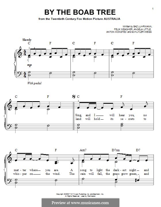 By the Boab Tree (Ophelia of the Spirits): Facil para o piano by Angela Little, Anton Monsted, Baz Luhrmann, Felix Meagher, Schuyler Weiss