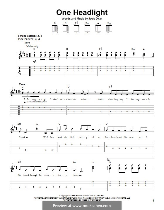 One Headlight (The Wallflowers): Para guitarra (versão facil) by Jakob Dylan
