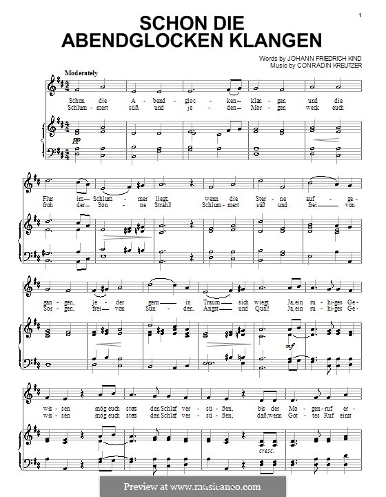 Schon Die Abendglocken Klangen: piano,vocais e guitarra by Conradin Kreutzer