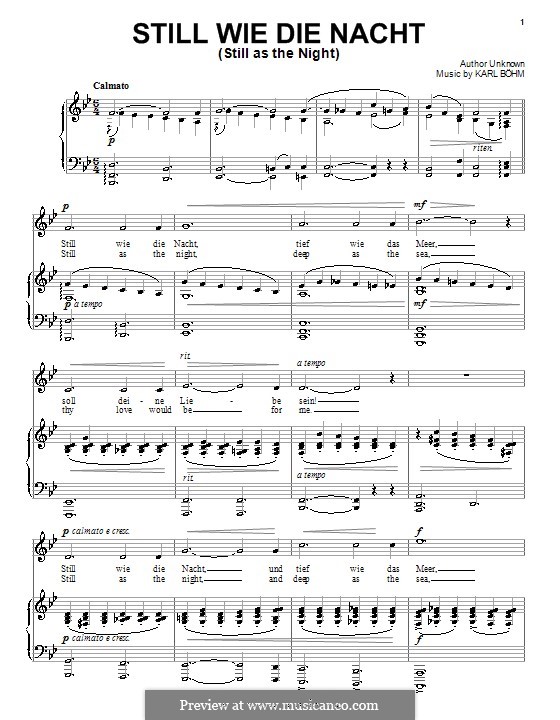 Songs, Op.326: No.27 Still as the Night by Carl Böhm