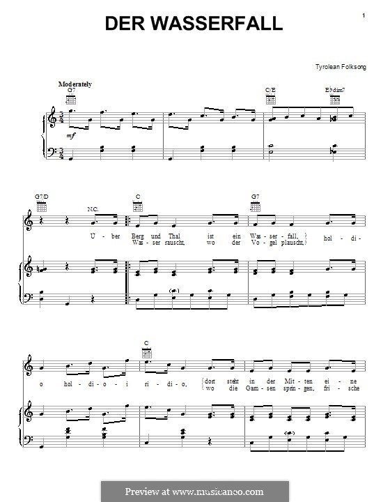 Der Wasserfall: Für Stimme und Klavier (oder Gitarre) by folklore