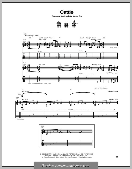 Cattle (The Verve Pipe): Para guitarra com guia by Brian Vander Ark