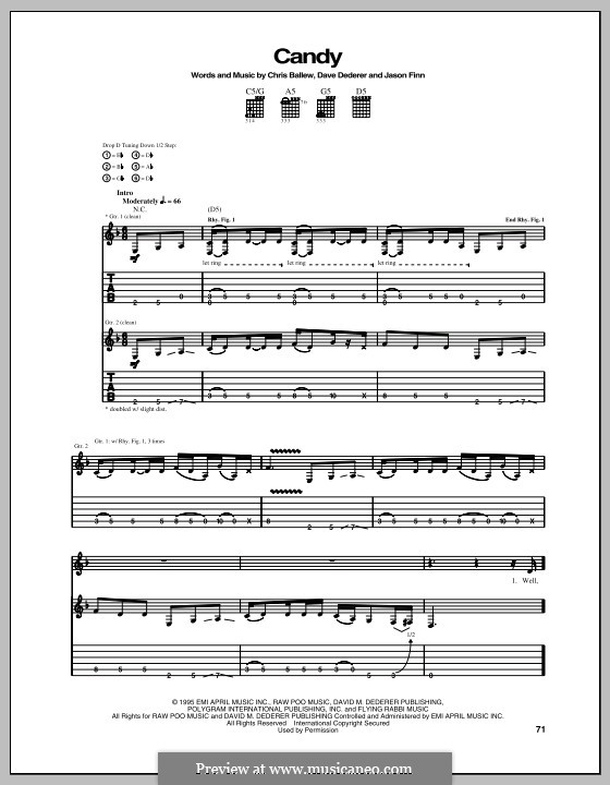 Candy (Presidents of The United States of America): Para guitarra com guia by Chris Ballew, David Dederer, Jason Finn