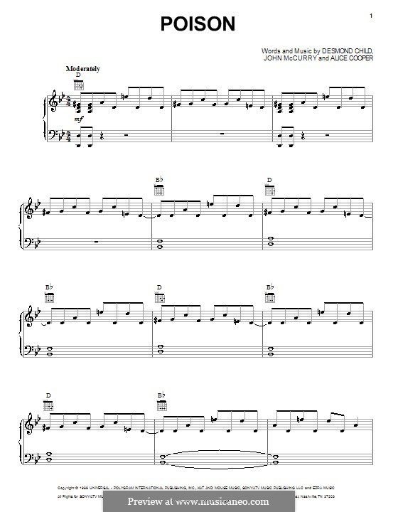 Poison: Para vocais e piano (ou Guitarra) by Alice Cooper, Desmond Child, John McCurry