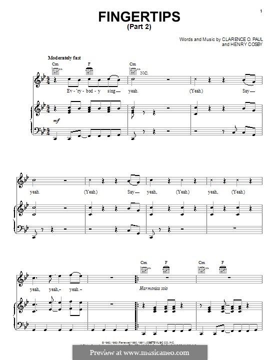 Fingertips (Stevie Wonder): Para vocais e piano (ou Guitarra) by Clarence Paul, Henry Cosby