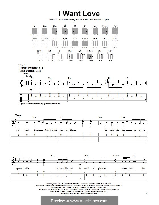 I Want Love: Para guitarra (versão facil) by Elton John