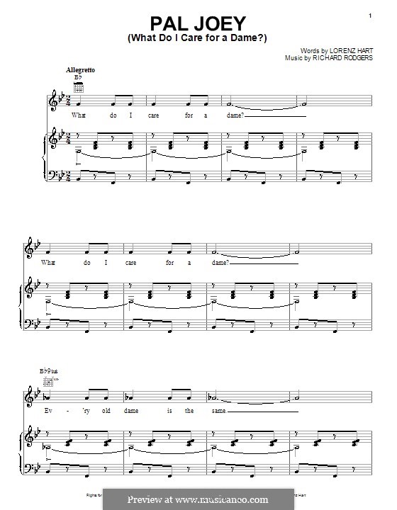 Pal Joey (What Do I Care for a Dame?): para vocais,piano ou guitarra by Richard Rodgers