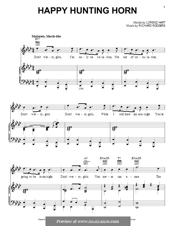 Happy Hunting Horn: Para vocais e piano (ou Guitarra) by Richard Rodgers