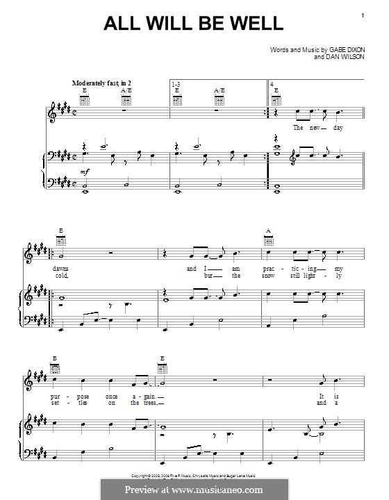 All Will Be Well (The Gabe Dixon Band): Para vocais e piano (ou Guitarra) by Daniel Wilson, Gabe Dixon