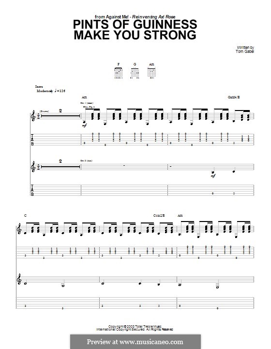Pints of Guinness Makes You Strong (Against Me!): Para guitarra com guia by Tom Gabel