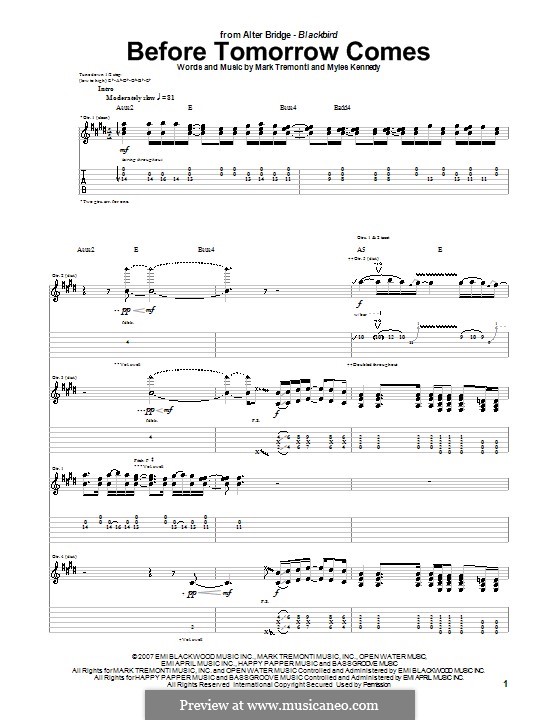 Before Tomorrow Comes (Alter Bridge): Para guitarra com guia by Mark Tremonti, Myles Kennedy