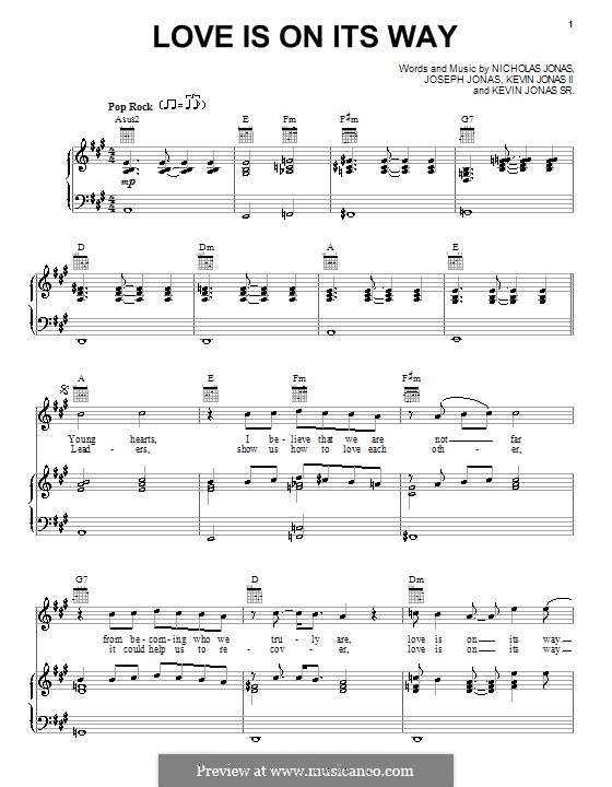 Love Is on Its Way (Jonas Brothers): Para vocais e piano (ou Guitarra) by Joseph Jonas, Kevin Jonas Sr., Nicholas Jonas