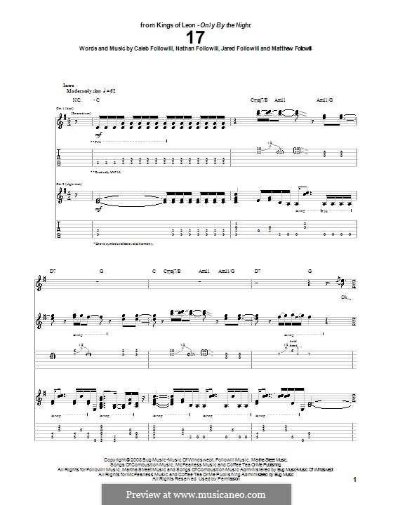 17 (Kings of Leon): Para guitarra com guia by Anthony Caleb Followill, Jared Followill, Matthew Followill, Nathan Followill