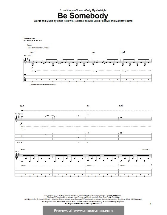 Be Somebody (Kings of Leon) por A.C. Followill, J. Followill, M. Followill, N. Followill em