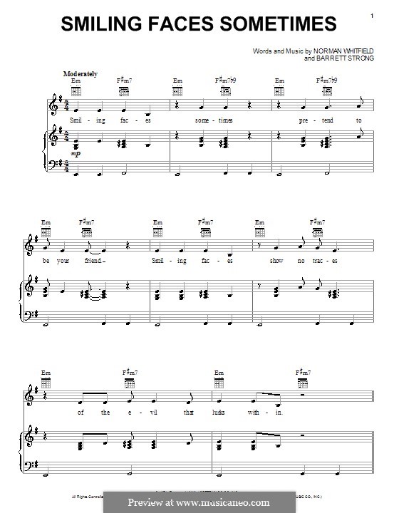 Smiling Faces Sometimes (The Undisputed Truth): Para vocais e piano (ou Guitarra) by Barrett Strong, Norman J. Whitfield