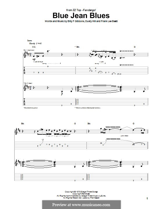 Blue Jean Blues (ZZ Top) por B.F. Gibbons, D. Hill, F.L. Beard em músicaNeo