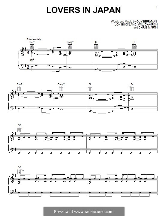 Lovers in Japan (Coldplay): Para vocais e piano (ou Guitarra) by Chris Martin, Guy Berryman, Jonny Buckland, Will Champion