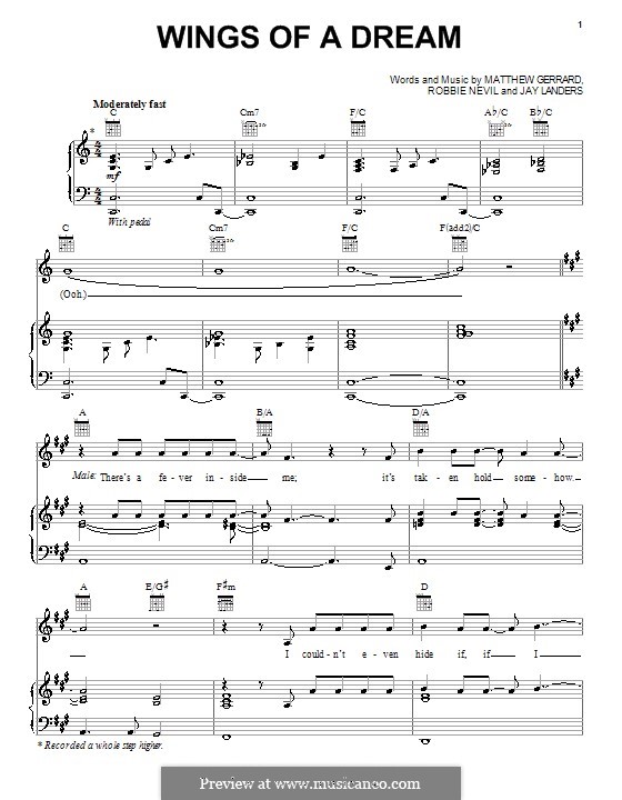 Wings of a Dream (Spectacular! (Movie)): Para vocais e piano (ou Guitarra) by Jay Landers, Matthew Gerrard, Robbie Nevil