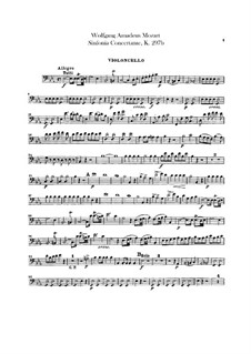 Sinfonia Concertante for Orchestra in E Flat Major, K.297b: parte violoncelo by Wolfgang Amadeus Mozart