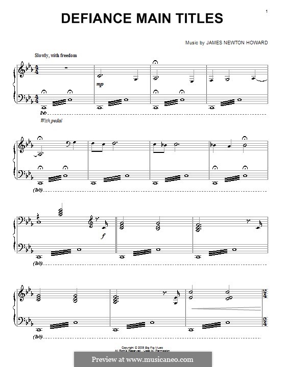 Defiance Main Titles: Para Piano by James Newton Howard