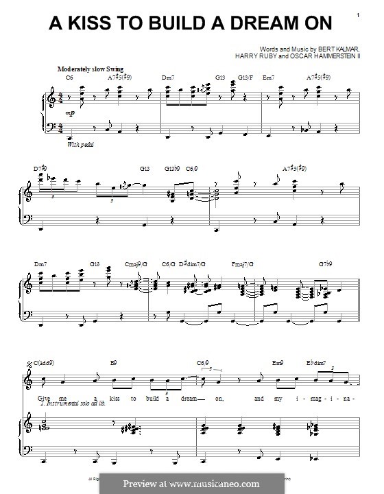 A Kiss to Build a Dream on: Para vocais e piano (ou Guitarra) by Bert Kalmar, Harry Ruby