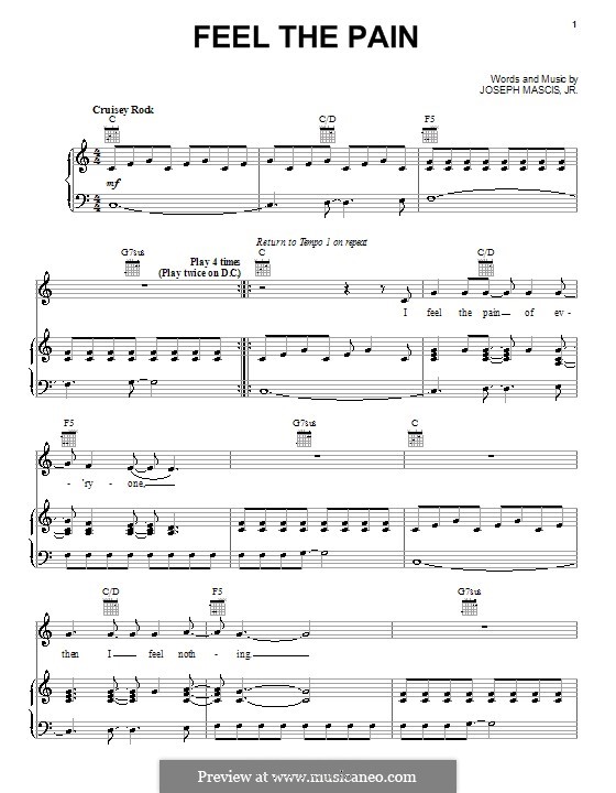 Feel the Pain (Dinosaur Jr.): Para vocais e piano (ou Guitarra) by Joseph Mascis Jr.